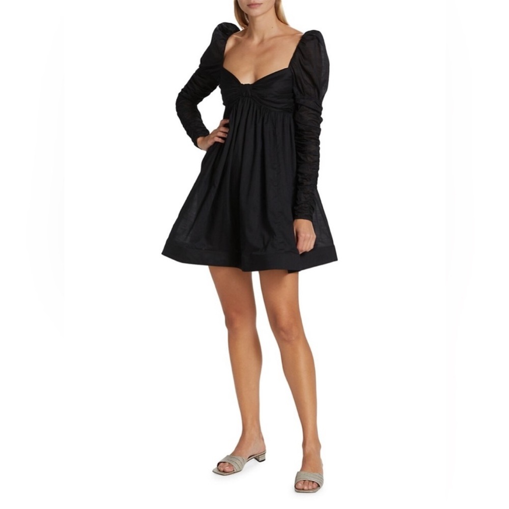 Zimmermann Women's Black Ruched Cotton-voile Mini Dress